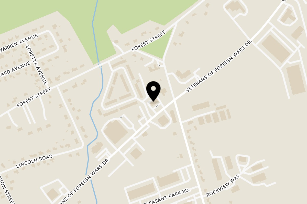 Map showing the location of Mima's Cuban Cafe on 200 VFW Dr in Rockland